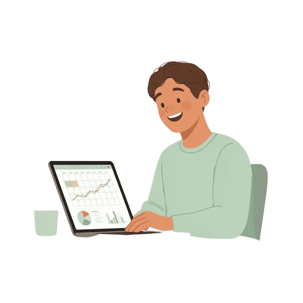 Aufgeräumter Praxis-Arbeitsplatz mit Laptop und Kalender